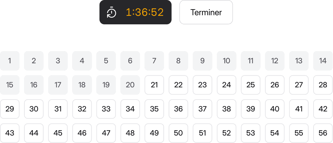 Interface de navigation des examens blancs