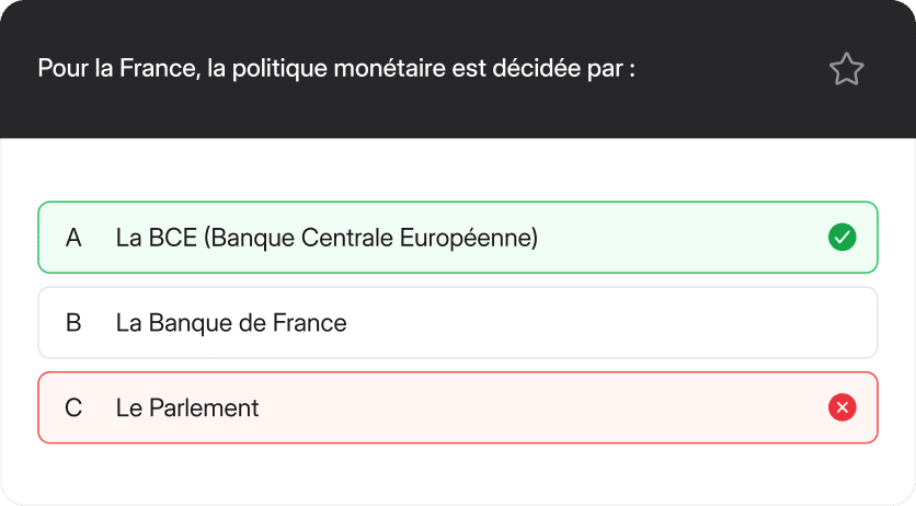 Interface de questions pour examen blancs et révisions