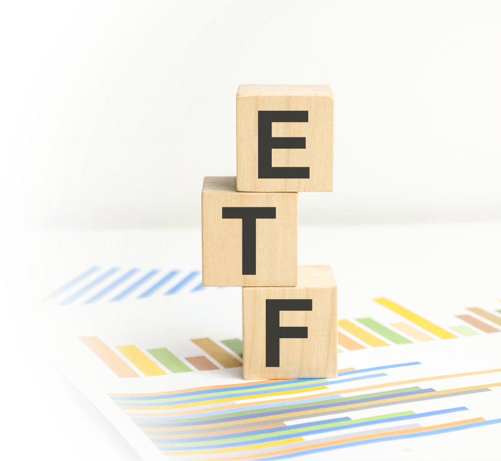 Des cubes imprimés des lettres ETF (Exchange-Traded Fund)