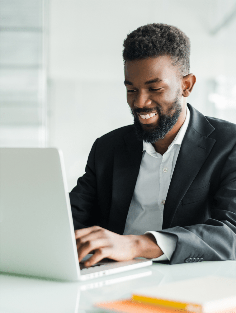 man attending an online coaching session